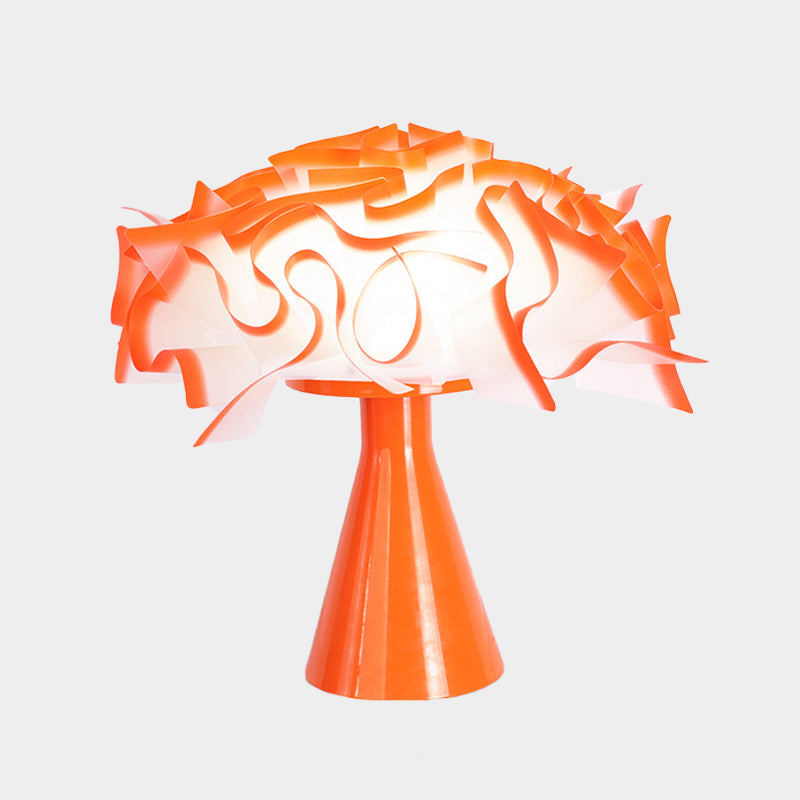 LED Bedroom Table Lighting Modern Orange Nightstand Lamp with Flower Acrylic Shade