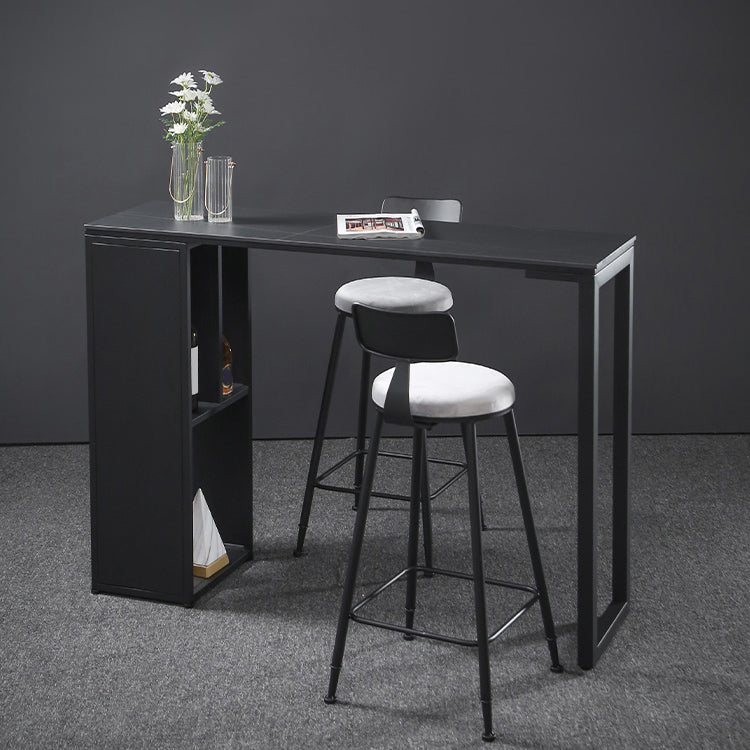 Rectangle Bar Height Pub Table Storage Shelf Sintered Stone Bistro Table