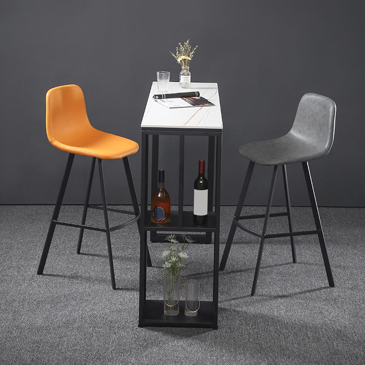 Rectangle Bar Height Pub Table Storage Shelf Sintered Stone Bistro Table