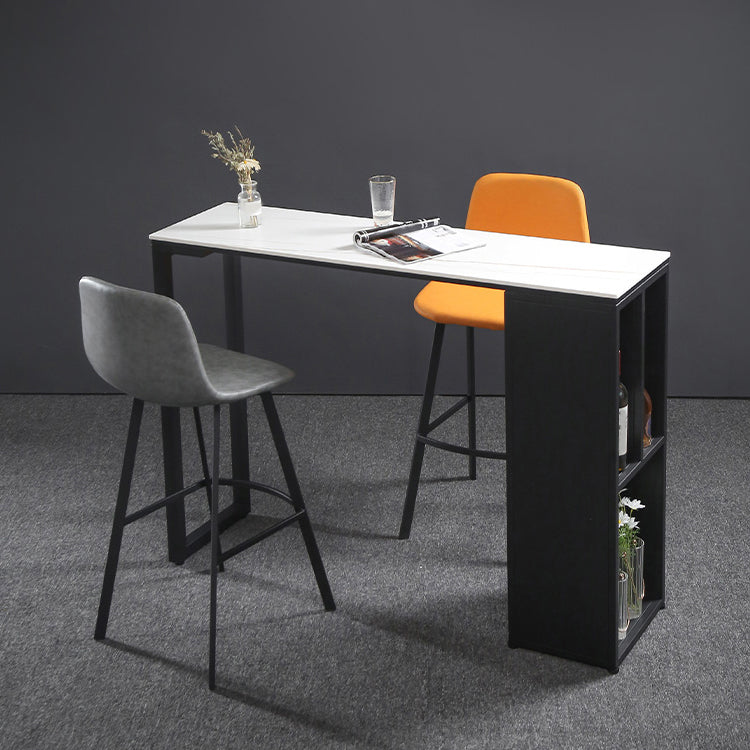 Rectangle Bar Height Pub Table Storage Shelf Sintered Stone Bistro Table
