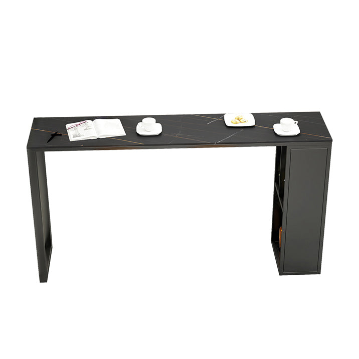 Rectangle Bar Height Pub Table Storage Shelf Sintered Stone Bistro Table