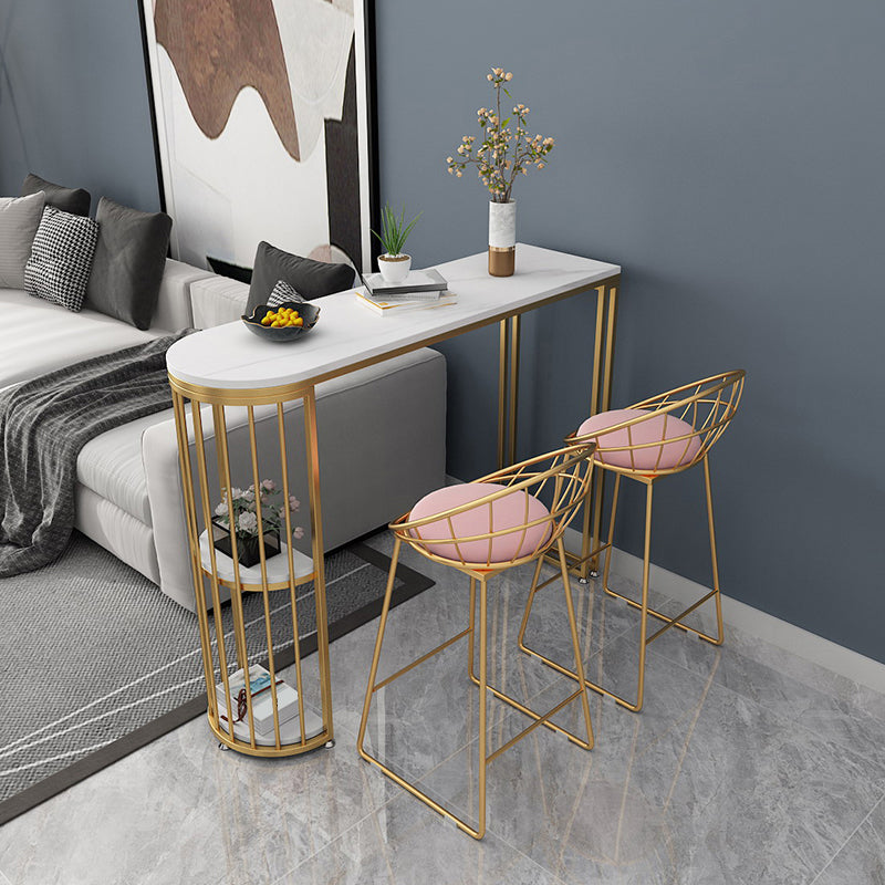 Double Pedestal Pub Table Glam Specialty Bar Table for Indoor and Breakroom