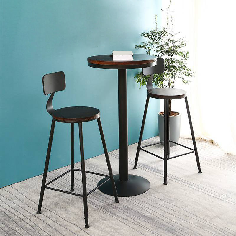Solid Wood Pub Table Bar Height Industrial Round Bar Table for Indoor