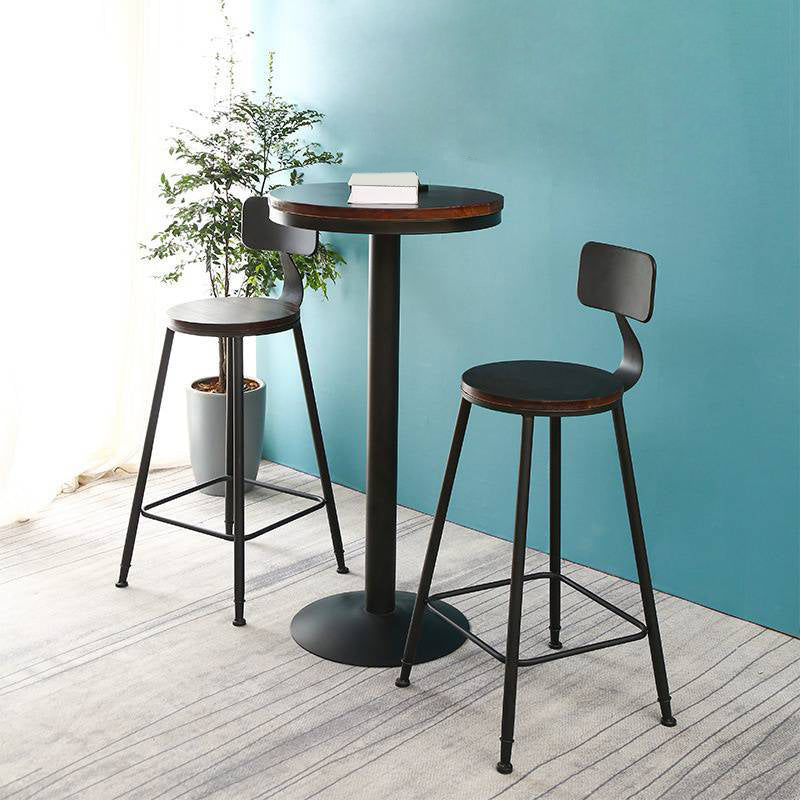 Solid Wood Pub Table Bar Height Industrial Round Bar Table for Indoor