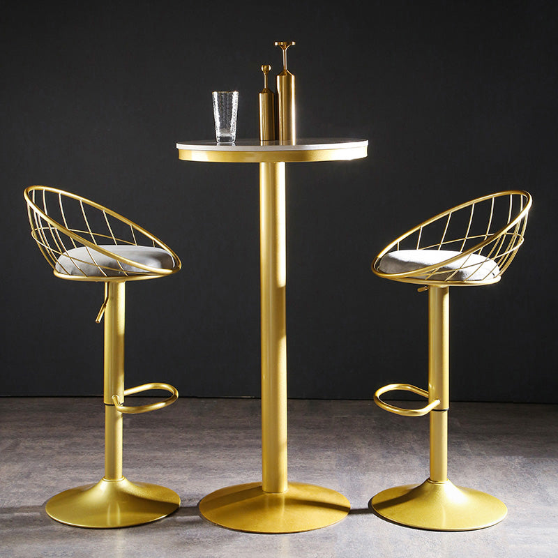 Glam Pedestal Pub Table Artificial Marble Bar Height Cocktail Table