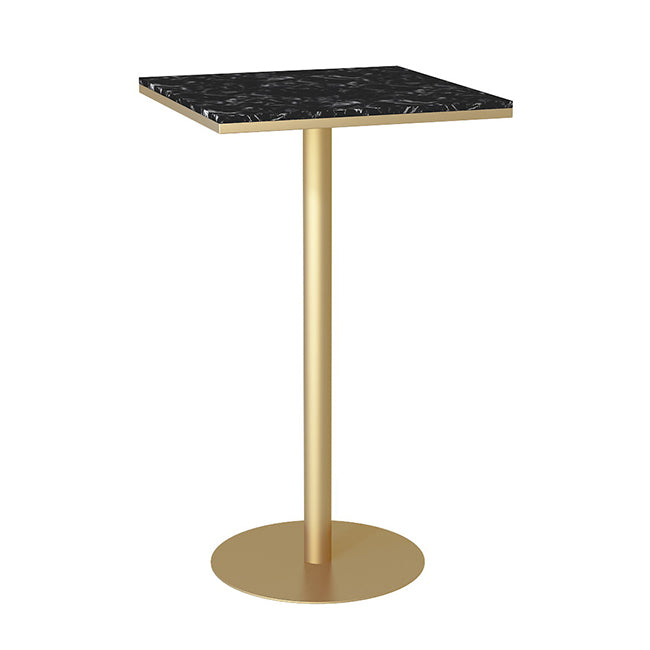 Glam Pedestal Pub Table Artificial Marble Bar Height Cocktail Table