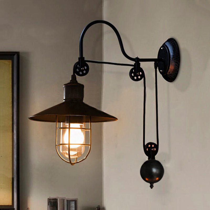 Schwarzes leichte Leuchten leichte industrielle klare Glaskäppchen -Beleuchtung mit einstellbarer Riemenscheibe