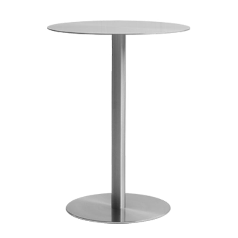Round Metal Bar Dining Table Silver Pedestal Bar Table for Indoor