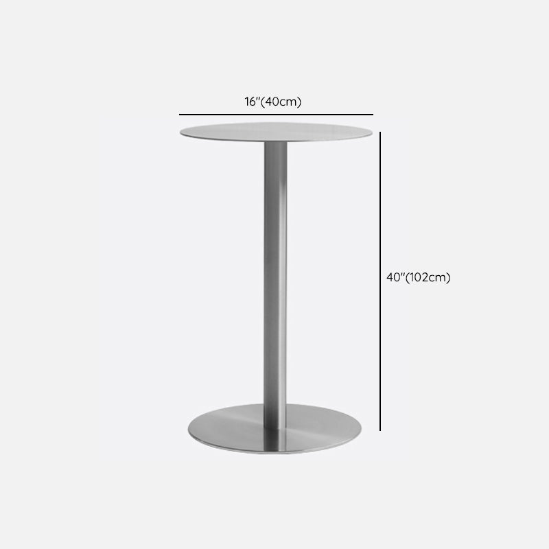 Round Metal Bar Dining Table Silver Pedestal Bar Table for Indoor