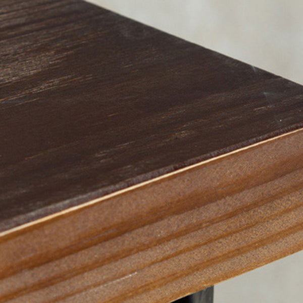 Brown Solid Wood Pub Table Square Bar Height Cocktail Table with Footrest