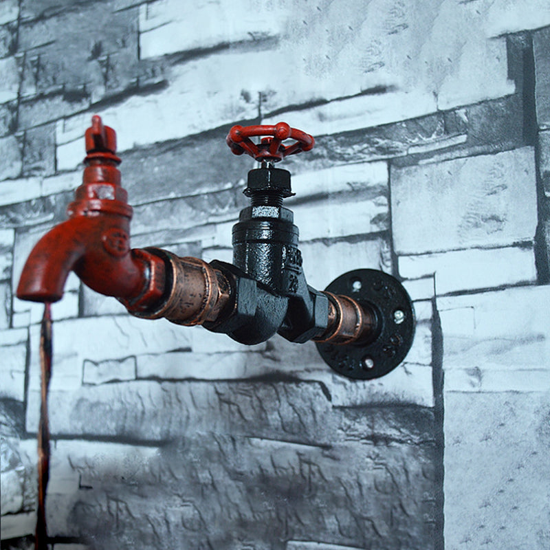 Steampunk -Stil offener Glühmandhänge mit Wasserhahn 1 Leichte Eisenwandhalterung in Bronze