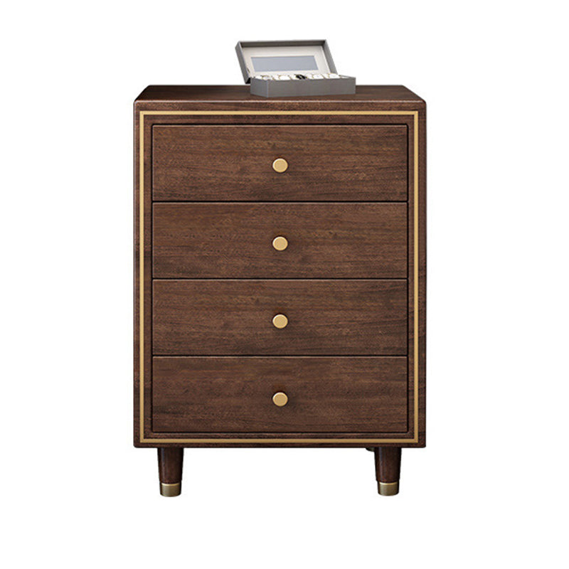 Glam Solid Wood Storage Chest Bedroom Chest in Brown with Drawers