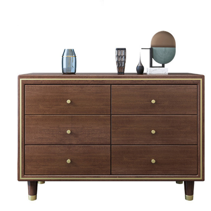 Glam Solid Wood Storage Chest Bedroom Chest in Brown with Drawers