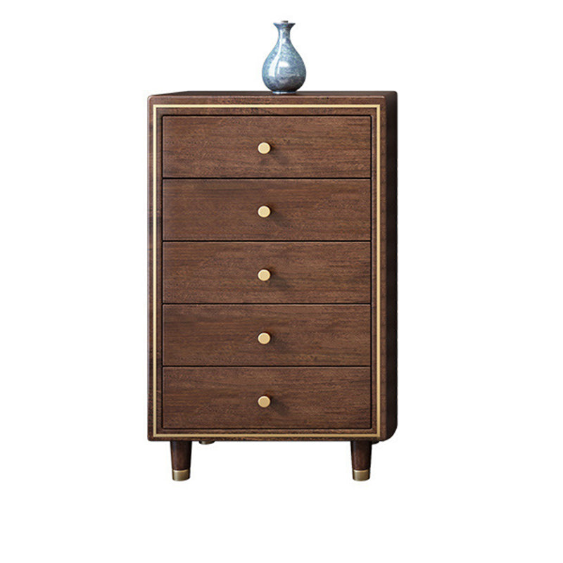 Glam Solid Wood Storage Chest Bedroom Chest in Brown with Drawers