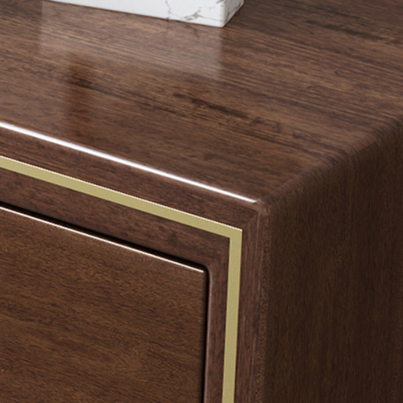 Glam Solid Wood Storage Chest Bedroom Chest in Brown with Drawers