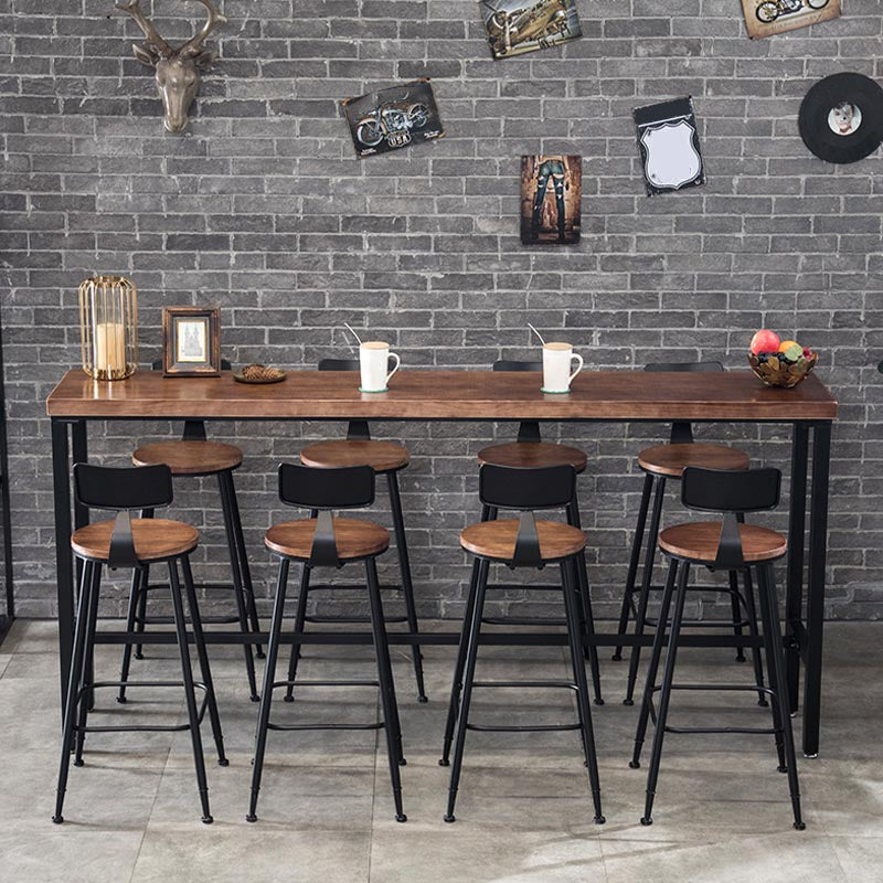 Industrial Bar Table Set 1/4 /9 Pieces Solid Wood Counter Table for Indoor
