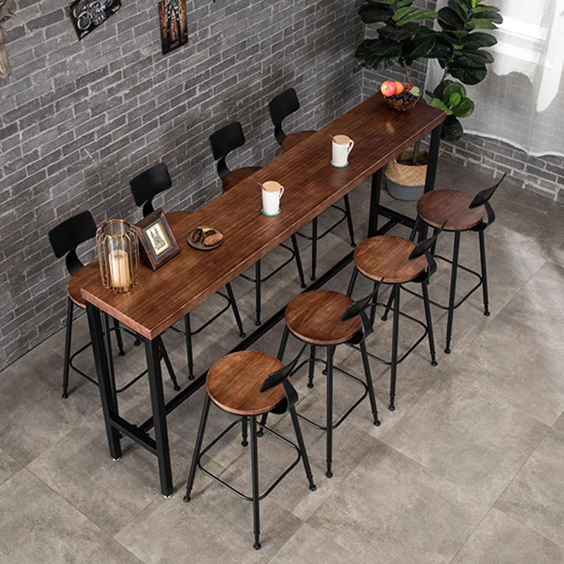 Industrial Bar Table Set 1/4 /9 Pieces Solid Wood Counter Table for Indoor