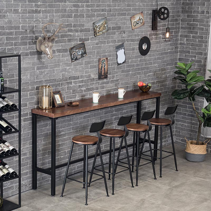 Industrial Bar Table Set 1/4 /9 Pieces Solid Wood Counter Table for Indoor