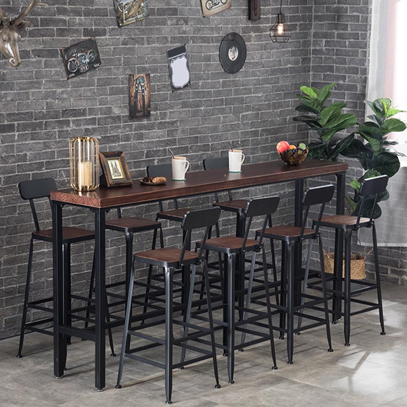 Industrial Bar Table Set 1/4 /9 Pieces Solid Wood Counter Table for Indoor