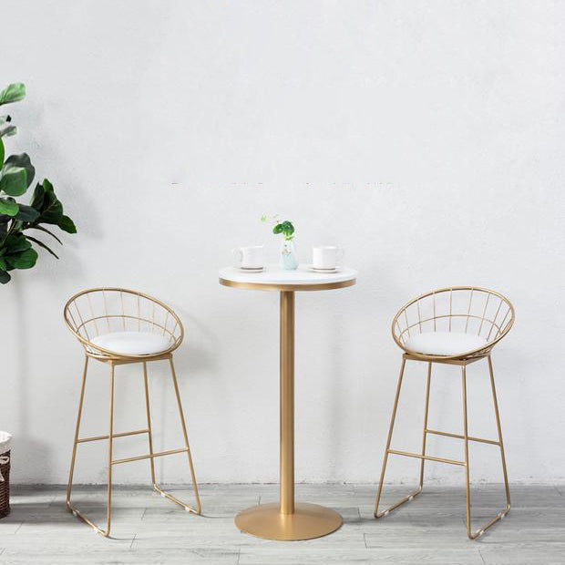 Metal and Wood Set 1/2/3 Pieces Contemporary Round Bar Stool and Table Set