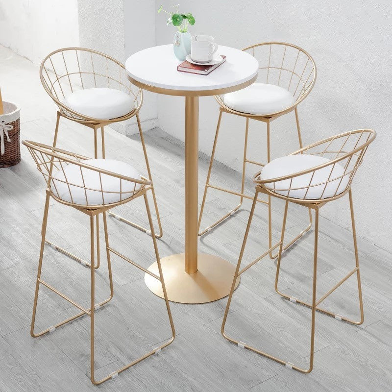 Metal and Wood Set 1/2/3 Pieces Contemporary Round Bar Stool and Table Set