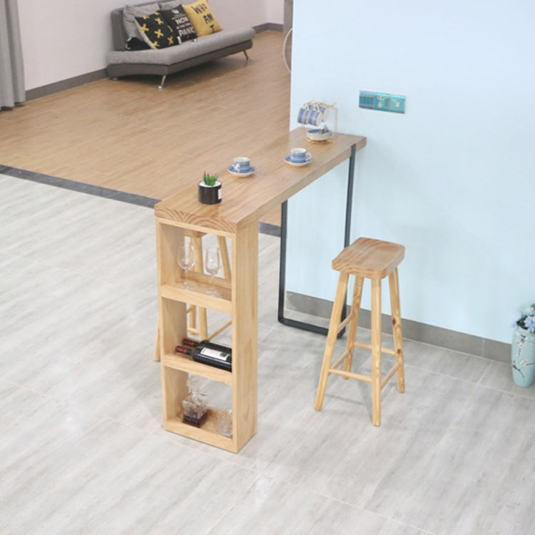 Modern Bar Table Set 1/2/3 Pieces Wooden Bar Table with High Wood Stools