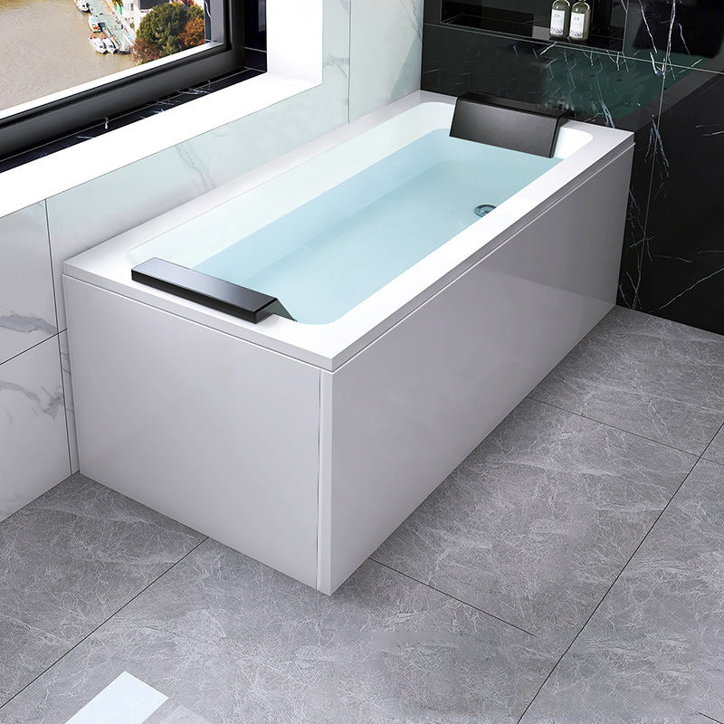 Modern Soaking Freestanding Bathtub White Acrylic  Rectangular Bath Tub