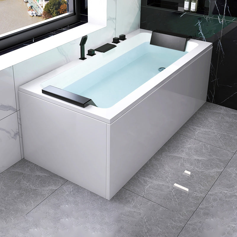 Modern Soaking Freestanding Bathtub White Acrylic  Rectangular Bath Tub