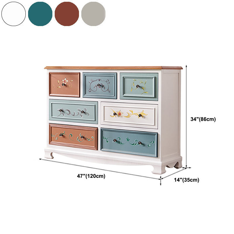 Coastal Storage Chest Dresser Solid Wood Dresser with 7/8/10/12 Drawers