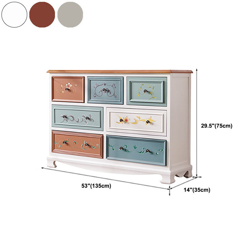 Coastal Storage Chest Dresser Solid Wood Dresser with 7/8/10/12 Drawers