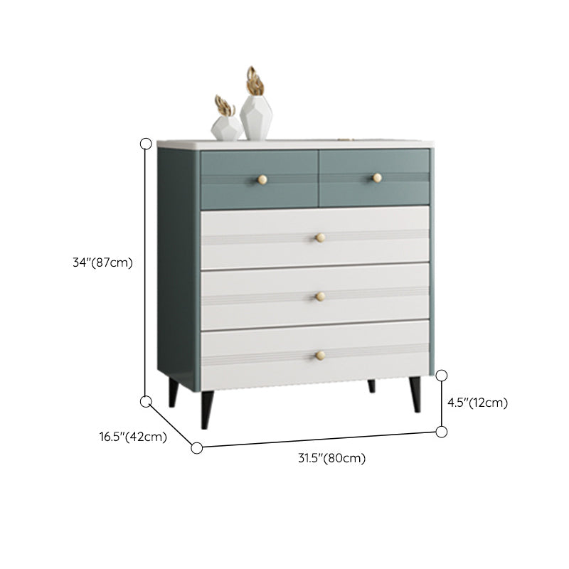 Glam Stone Storage Chest White Bedroom 16" Wide Chest with Drawers