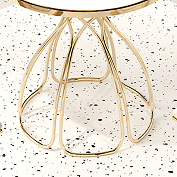 Stone Top Round Table for Restaurant Luxury Dining Table with Metal Base