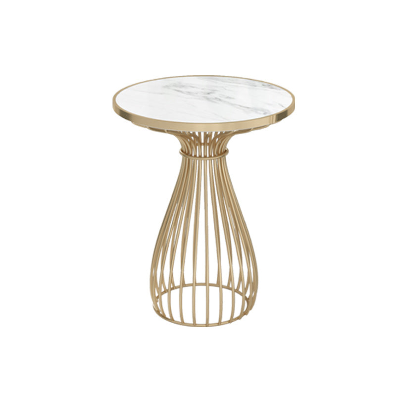 Stone Top Round Table for Restaurant Luxury Dining Table with Metal Base