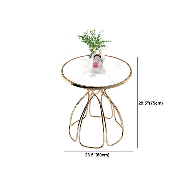 Stone Top Round Table for Restaurant Luxury Dining Table with Metal Base