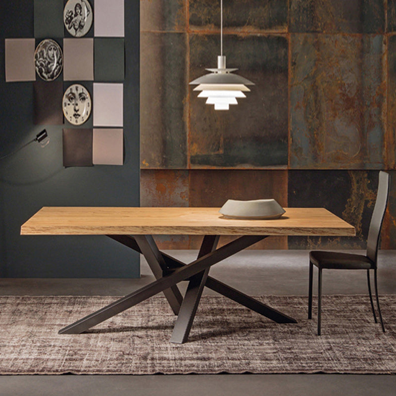 Solid Pine Wood Dining Table Rectangle Table with Pedestal Base