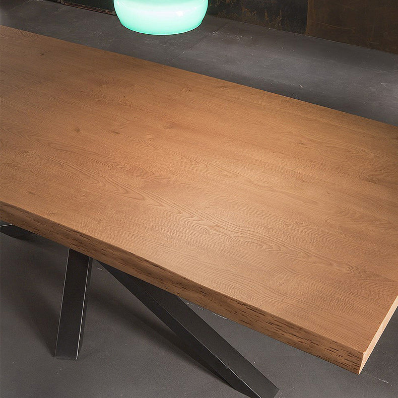 Solid Pine Wood Dining Table Rectangle Table with Pedestal Base