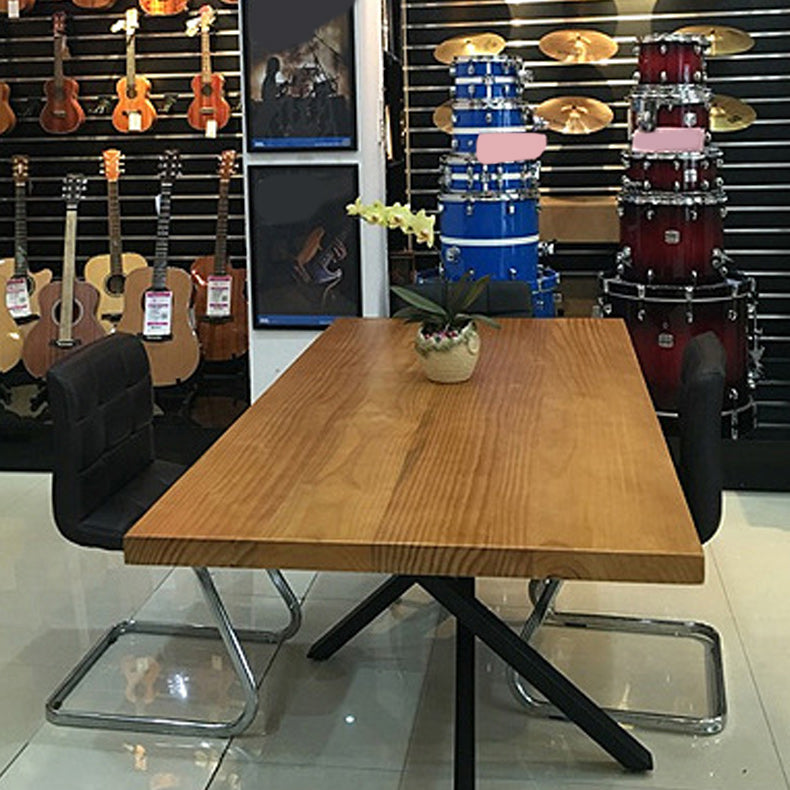 Solid Pine Wood Dining Table Rectangle Table with Pedestal Base