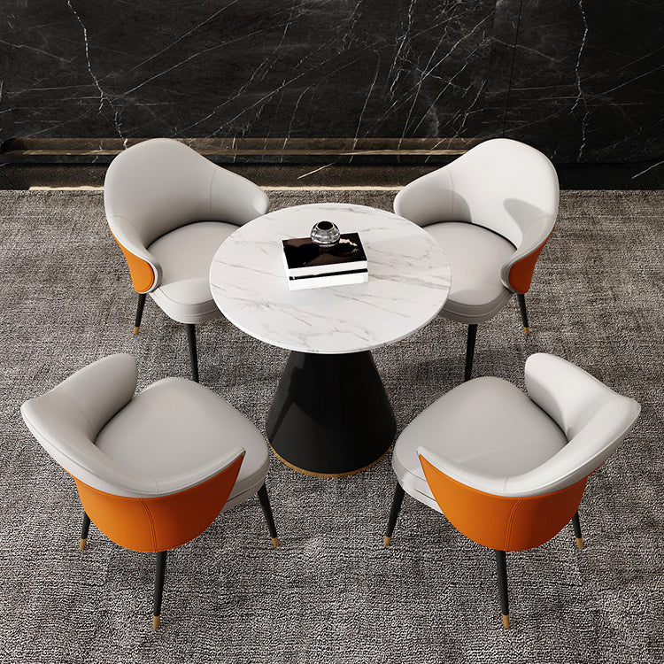 Metal Traditional Luxury Round Table Sintered Stone Top Indoor Table with Pedestal