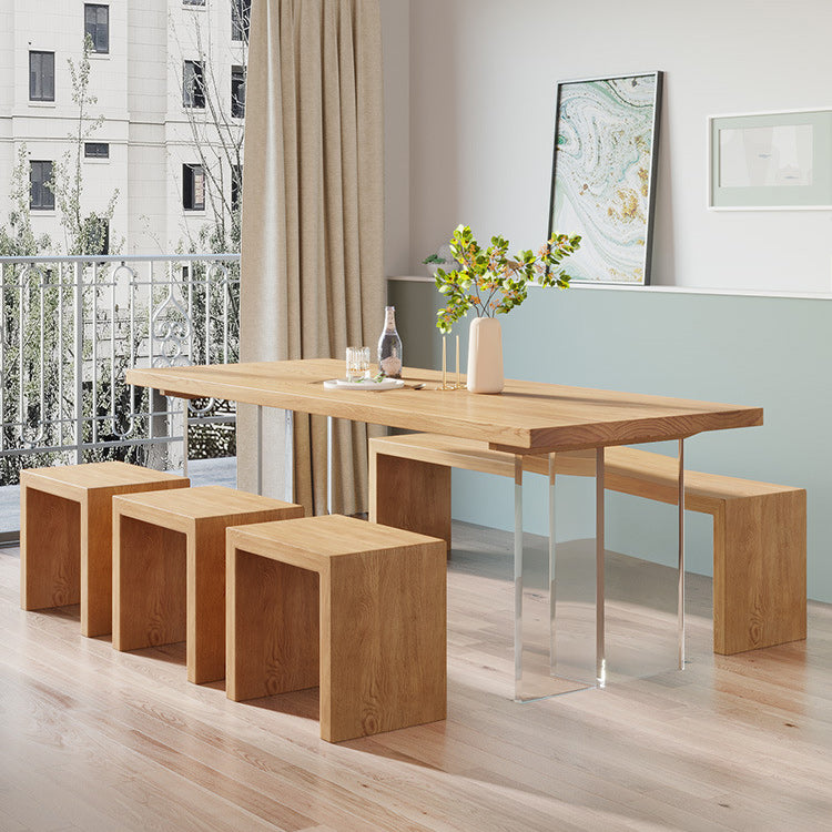 Pine Wood Top Dining Table Modern Solid Wood Table with Sled Base