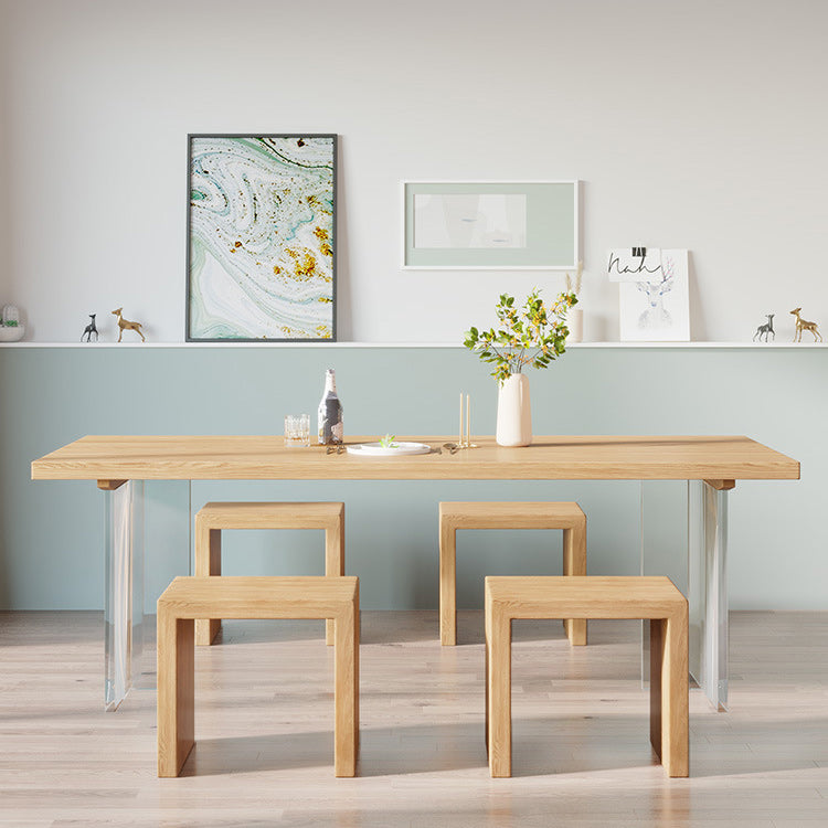 Pine Wood Top Dining Table Modern Solid Wood Table with Sled Base