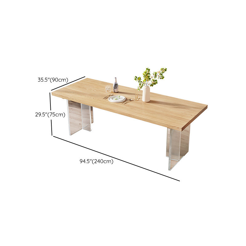 Pine Wood Top Dining Table Modern Solid Wood Table with Sled Base