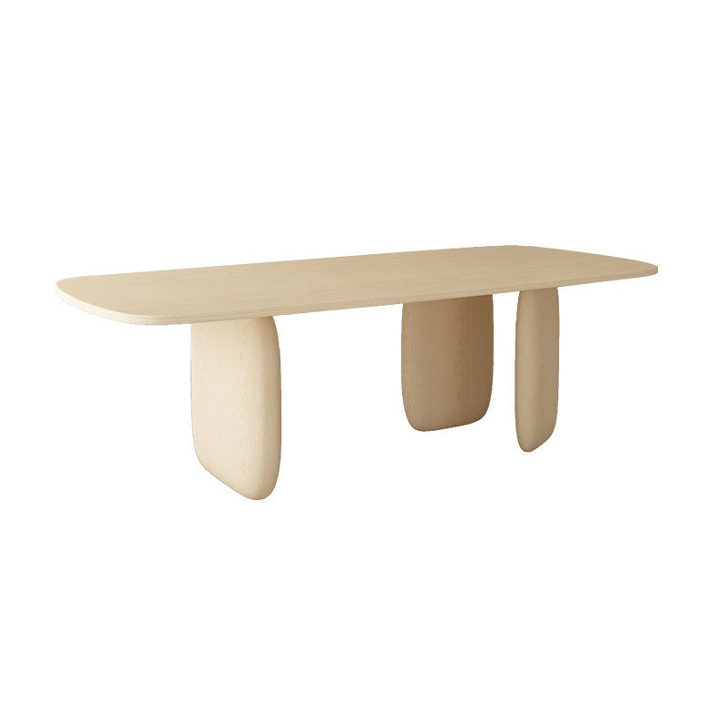 Solid Wood Top Dining Table Modern Rectangle Table with 3 Legs