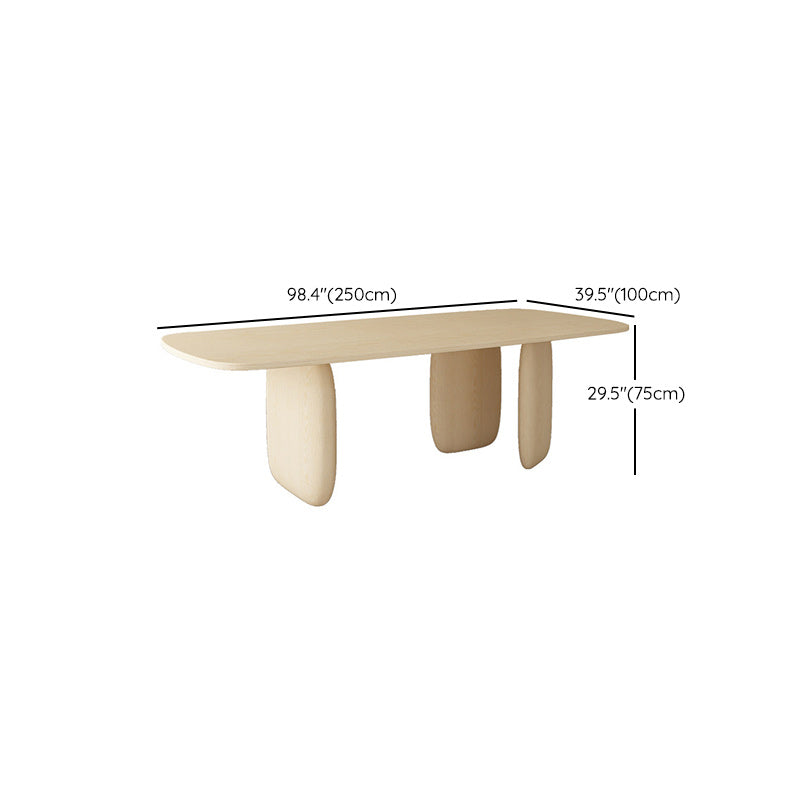 Solid Wood Top Dining Table Modern Rectangle Table with 3 Legs