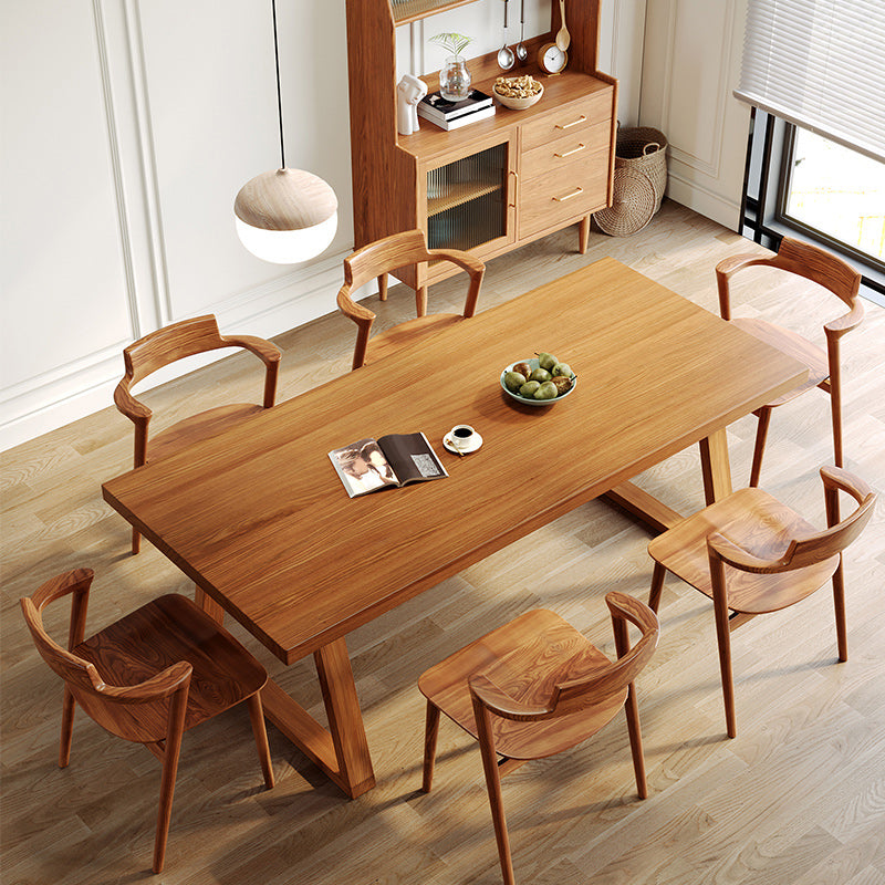 Industrial Pine Wood Kitchen Table for Restaurant Rectangle Table with Double Pedestal