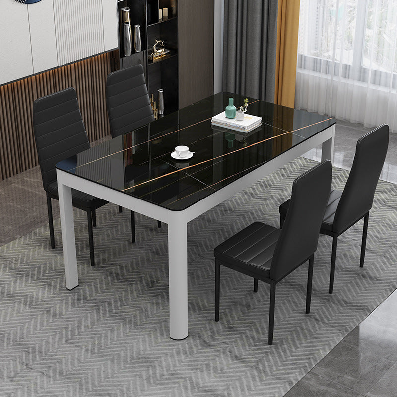 Metal Modern Rectangle Indoor Table Glass Top Table for Dining Room and Kitchen
