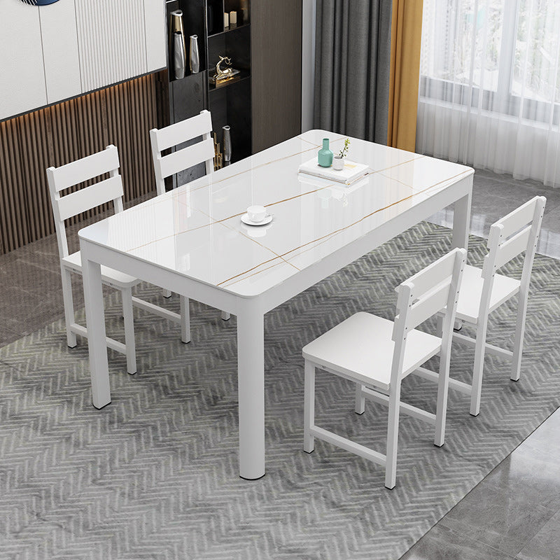 Metal Modern Rectangle Indoor Table Glass Top Table for Dining Room and Kitchen