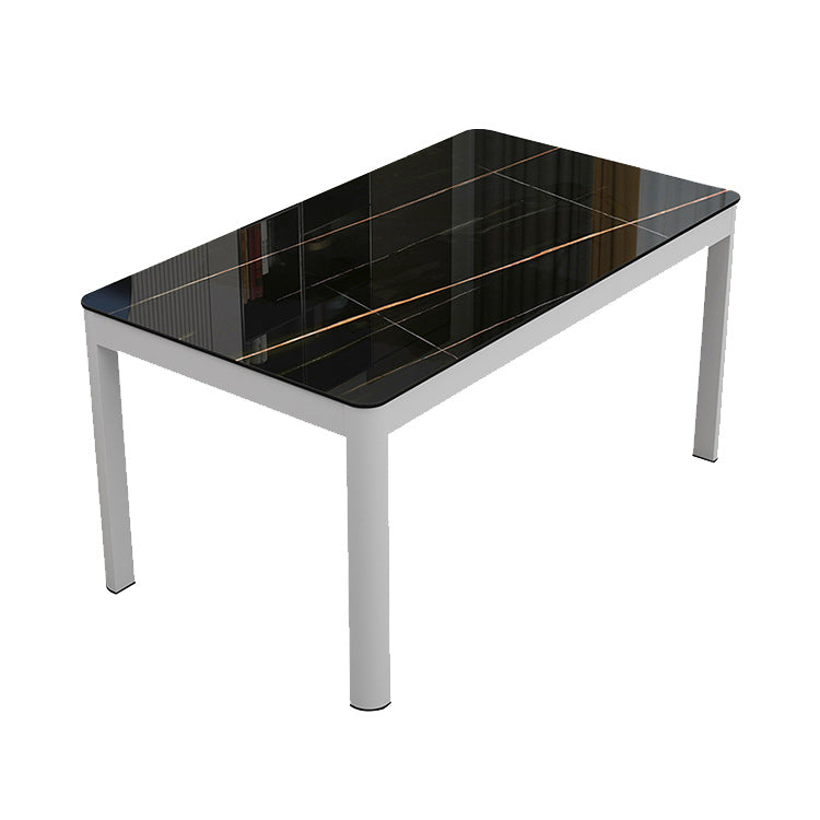 Metal Modern Rectangle Indoor Table Glass Top Table for Dining Room and Kitchen