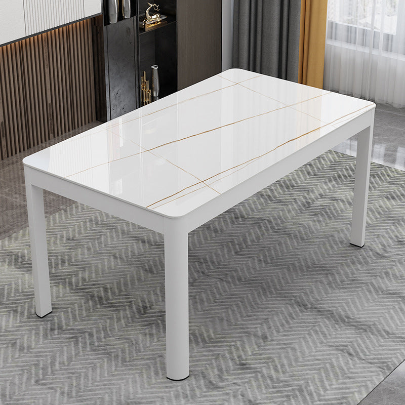 Metal Modern Rectangle Indoor Table Glass Top Table for Dining Room and Kitchen