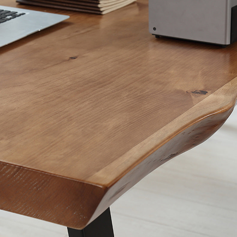 Solid Wood Top Dining Table Modern Rectangle Table with 4 Legs