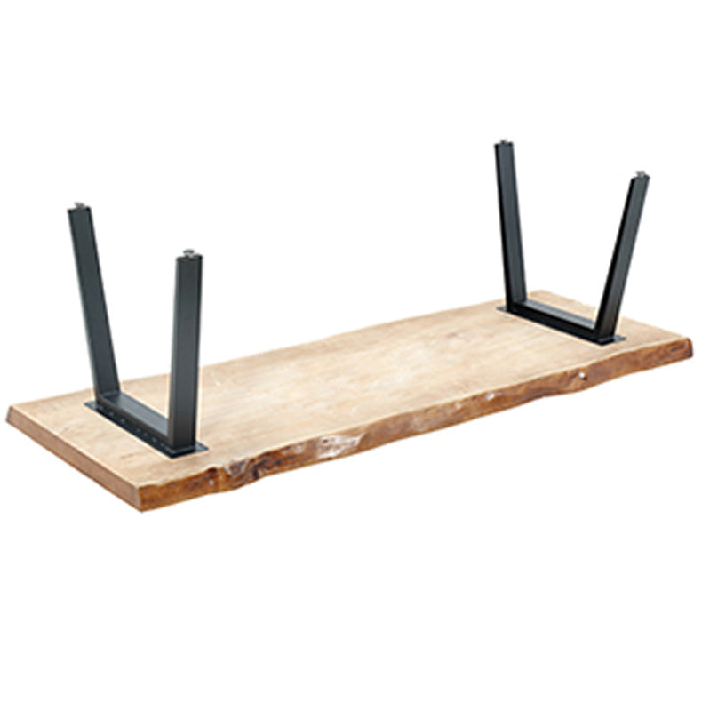 Solid Wood Top Dining Table Modern Rectangle Table with 4 Legs